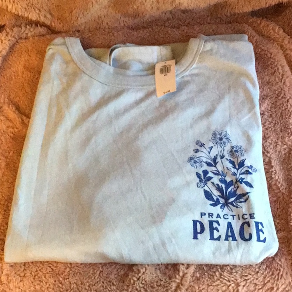 NWT - Old Navy XXL light blue Practice Peace t-shirt